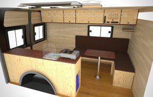 Cama camper deslizante en esquina